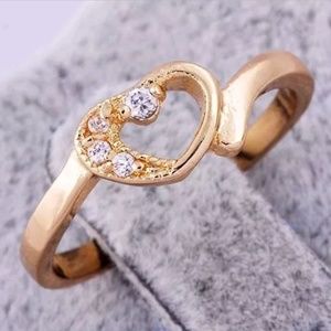 Gold Plated Crystal Stone Heart Ring | 9